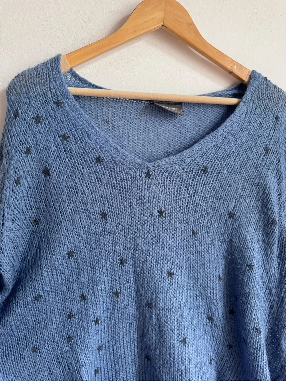 Wooden Ships Denim Stars Mohair Blend Sweater Blue S/M